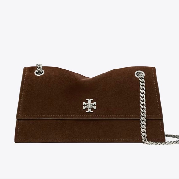 Tory Burch Chocolate Suede Chain Shoulder Bag. - Picture 3 of 10